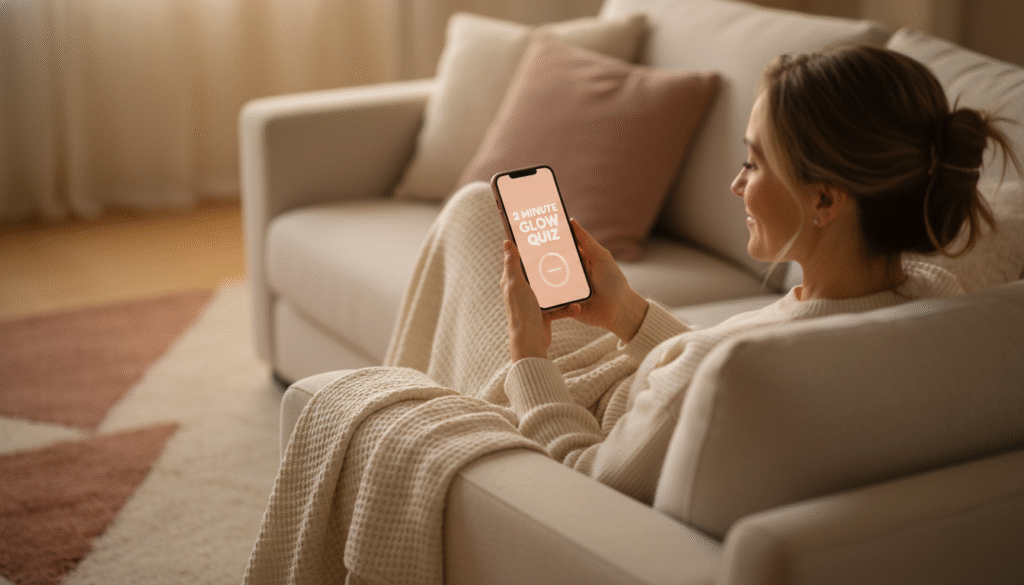 e woman relaxing with phone soft lifestyle cta